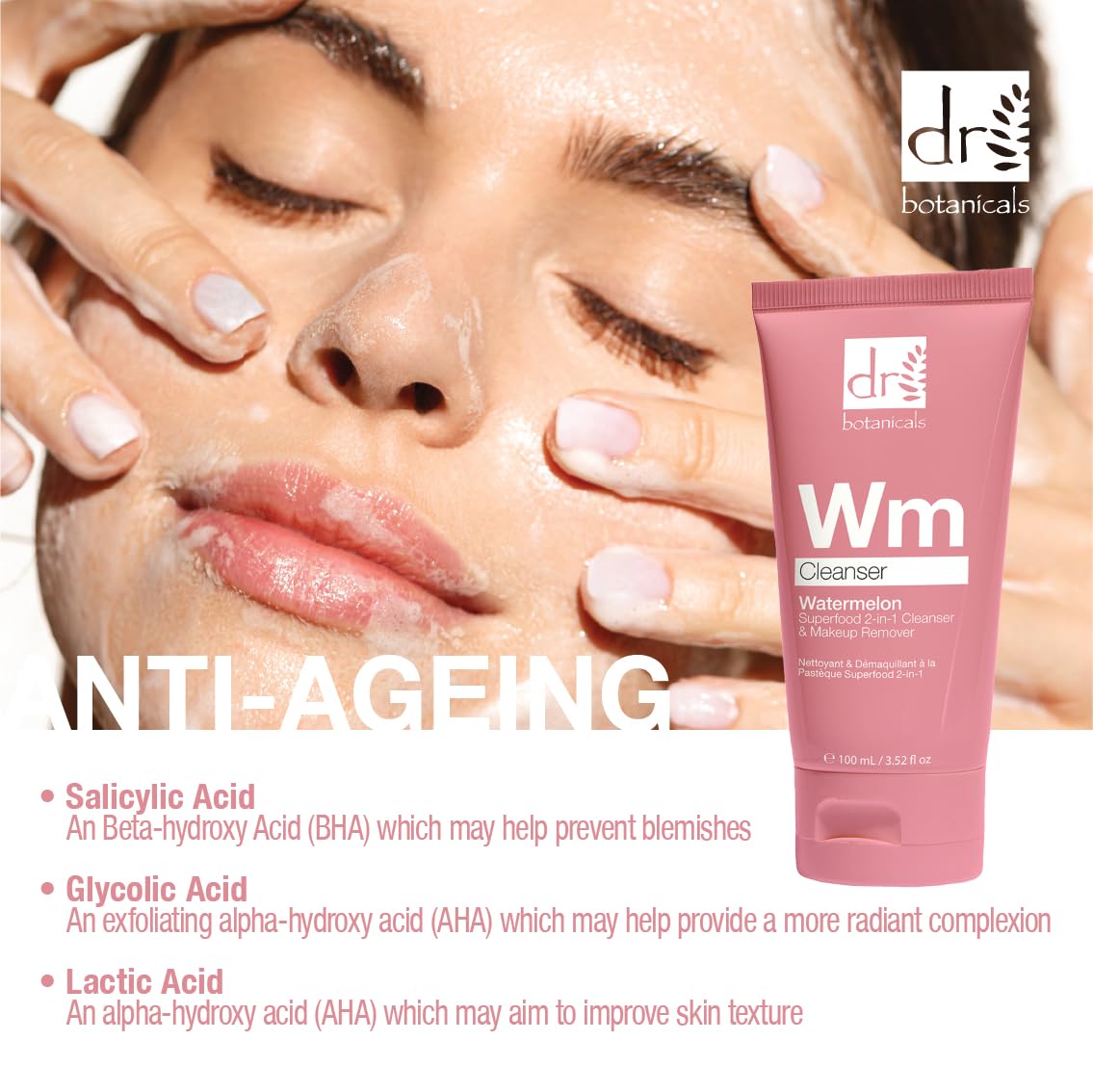Dr Botanicals Watermelon Cleanser & Makeup Remover 100Ml | Targets Blemishes And Skin Texture - Infused With Watermelon Seed Oil, Salicylic Acid, Glycolic Acid, Lactic Acid, And Gluconolactone : Beauty & Personal Care
