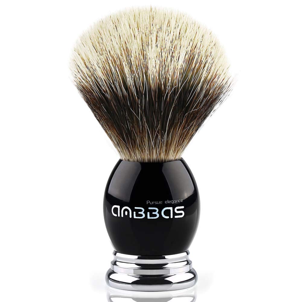 Anbbas Silvertip Badger Shaving Brush,Black Resin & Alloy Handle For Men Wet Shave,Pure Badger Hair,No Hair Shedding,No Terrible Smell