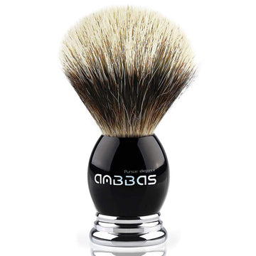 Anbbas Shaving Brush And Stand,Silvertip Badger Hair Brush Black Resin Alloy Handle With Stainless Steel Shaving Stand For Double Edge Safety Razor Straight Razor For Men