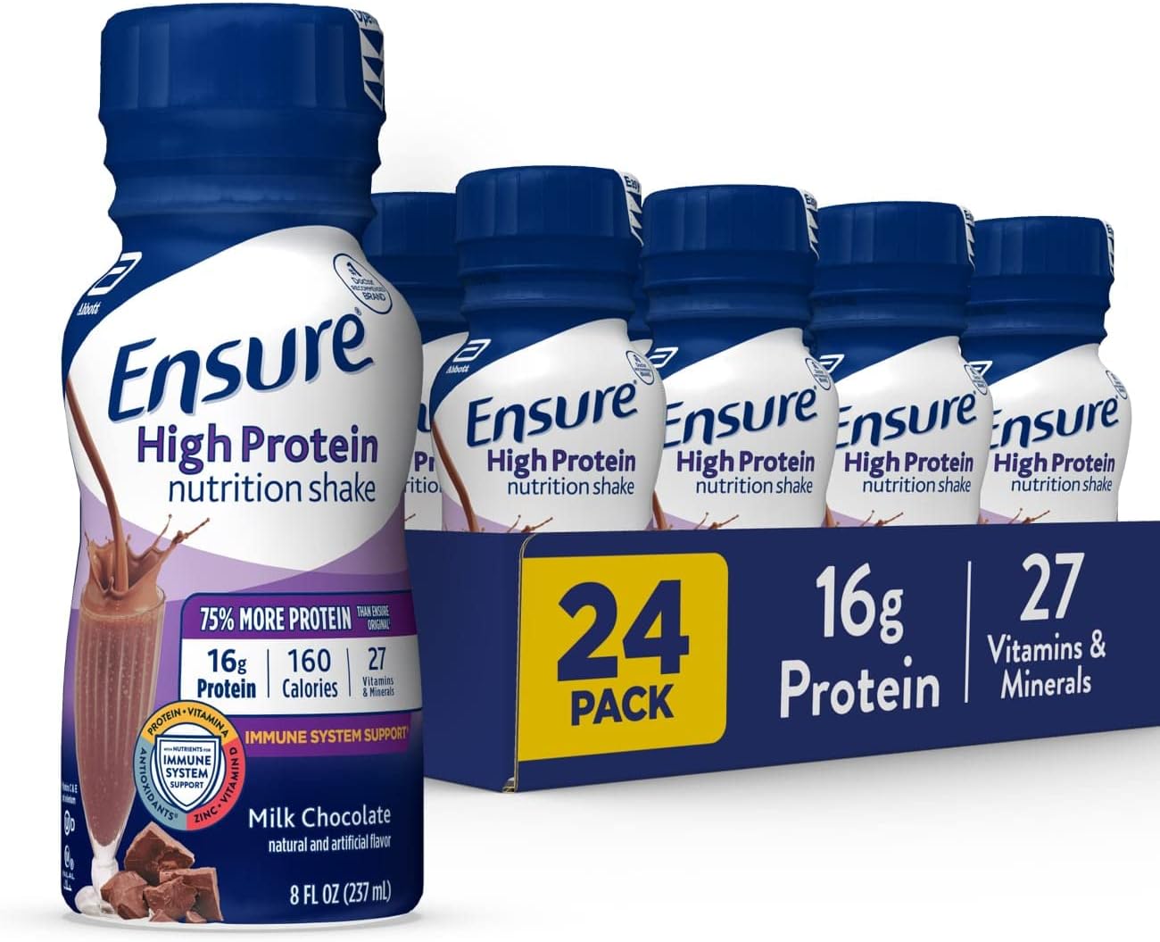 Ensure High Protein Milk Chocolate Nutrition Shake, 24 Pack