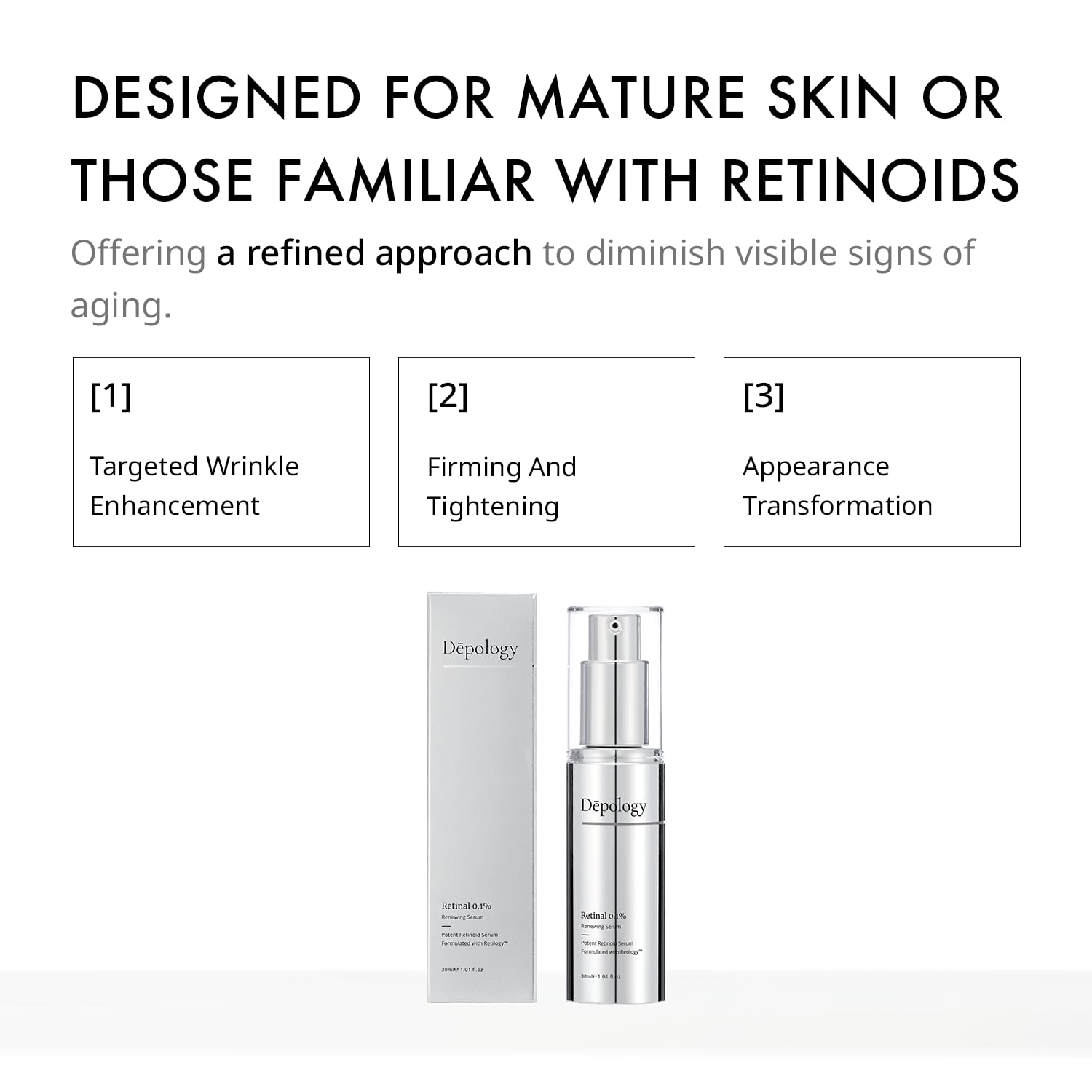Depology Retilogy™ Retinal 0.1% Renewing Serum | Anti-Wrinkle Serum | Hydration Facial Skin Serum | Skin Care Products, Dark Yellow