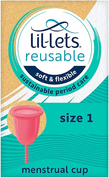 Lil-Lets Reusable Menstrual Cup Size 1. for Those Under 30yrs or Pre Birth. Soft & Flexible, Ideal for Beginners. Made from Medical Grade Silicone. Certified Organic Cotton Bag Included. Coral