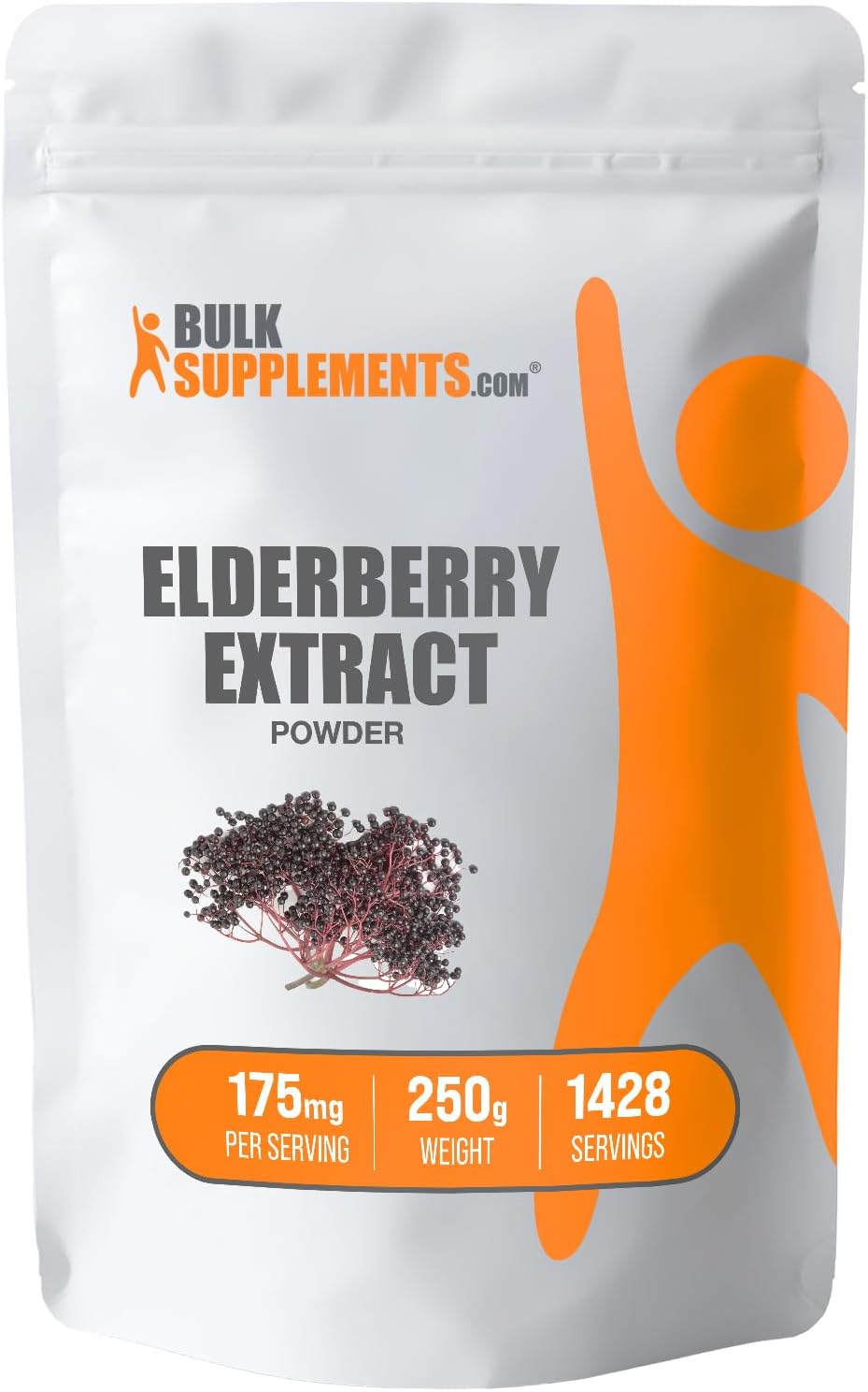 BulkSupplements.com Elderberry Extract Powder - Elderberry Supplements, from Black Elderberry - for Immune Support, Gluten Free - 175mg per Serving, 250g (8.8 oz) (Pack of 1)