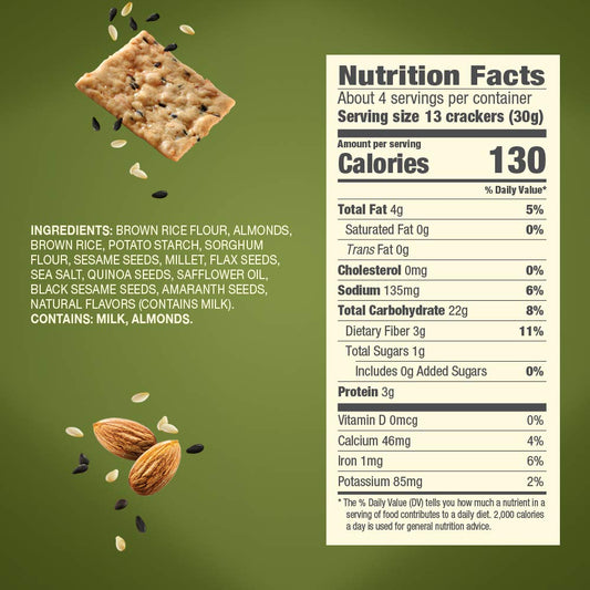 Blue Diamond Artisan Almond Nut Thins, Sesame Seed, 4.25 Oz