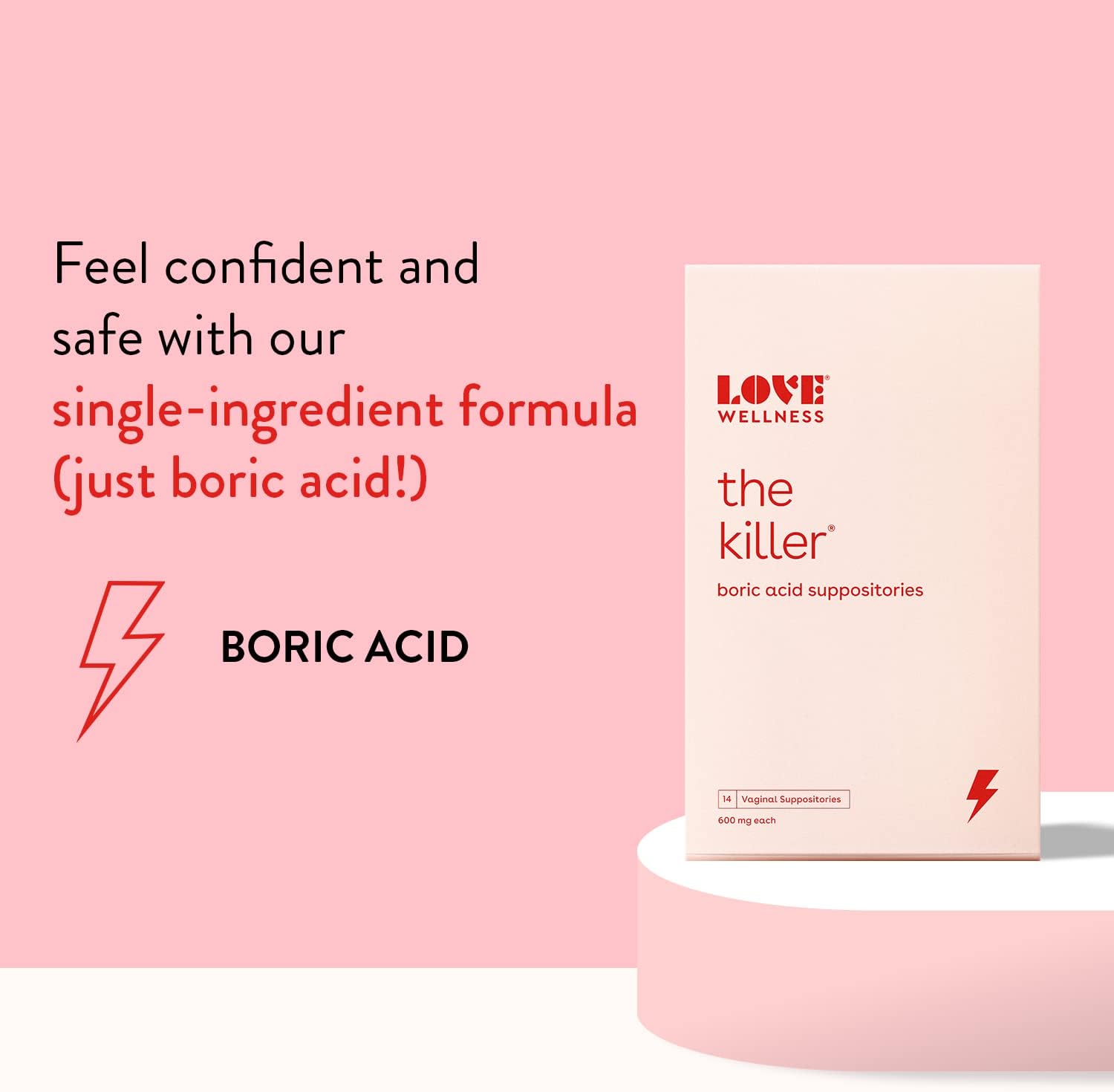 Love Wellness Boric Acid Suppositories for Women, The Killer | Vaginal Suppository for Healthy pH Balance & Odor Control | Hygiene Products for Discomfort | Intimate Feminine Health | 2-Pack : Health & Household