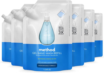 Method Gel Hand Soap Refill, Sea Minerals, Recylable Bottle, Biodegradable Formula, 34 Fl Oz (Pack Of 6)