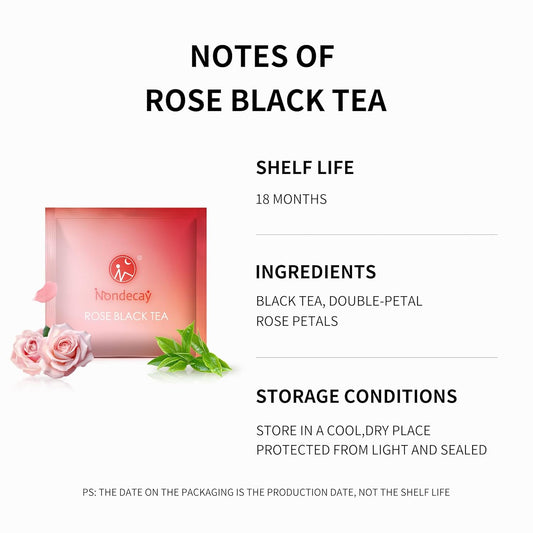 Rose Black Tea|Nondecay Tea Sampler With 7 Pyramid Tea Infuser Bags - Fruit, Herb And Flower Tea For Cold Brew & Hot Brew, Birthday, Hostess And Co-Worker Fall Gifts