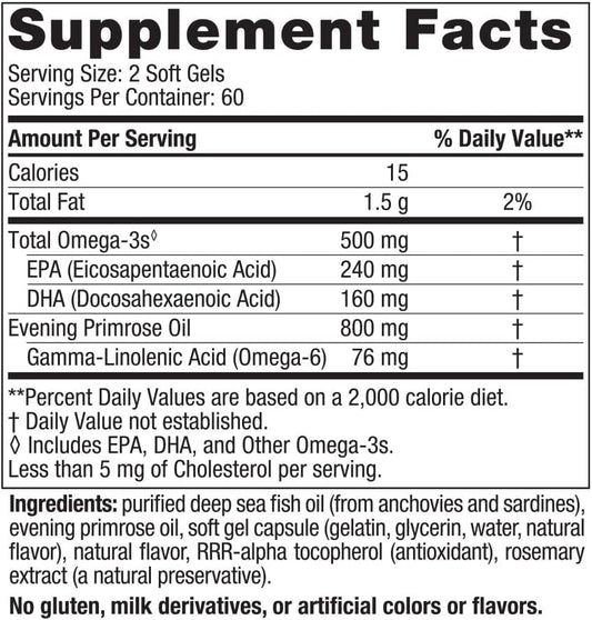 Nordic Naturals Omega Woman, Lemon - 120 Soft Gels - 500 mg Omega-3 + 800 mg Evening Primrose Oil - Healthy Skin, Hormonal Balance, Optimal Wellness - Non-GMO - 60 Servings