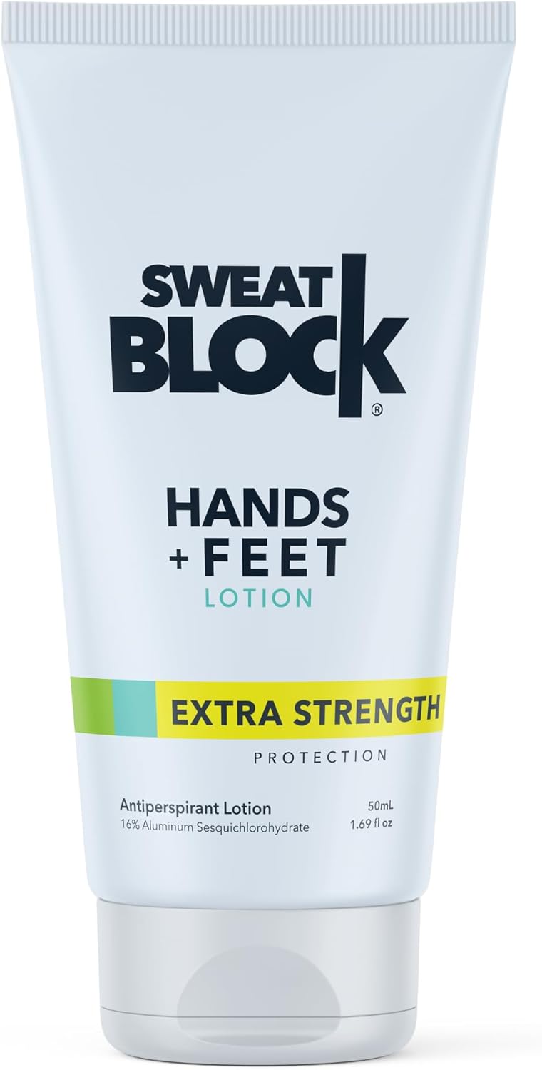 Sweatblock Antiperspirant Lotion For Hands & Feet, Proven To Reduce Excessive Sweating, Reduce Hand & Foot Sweat & Smelly Feet, Safe Effective, Fda Compliant Anti Sweat Lotion For Women & Men 50 Ml
