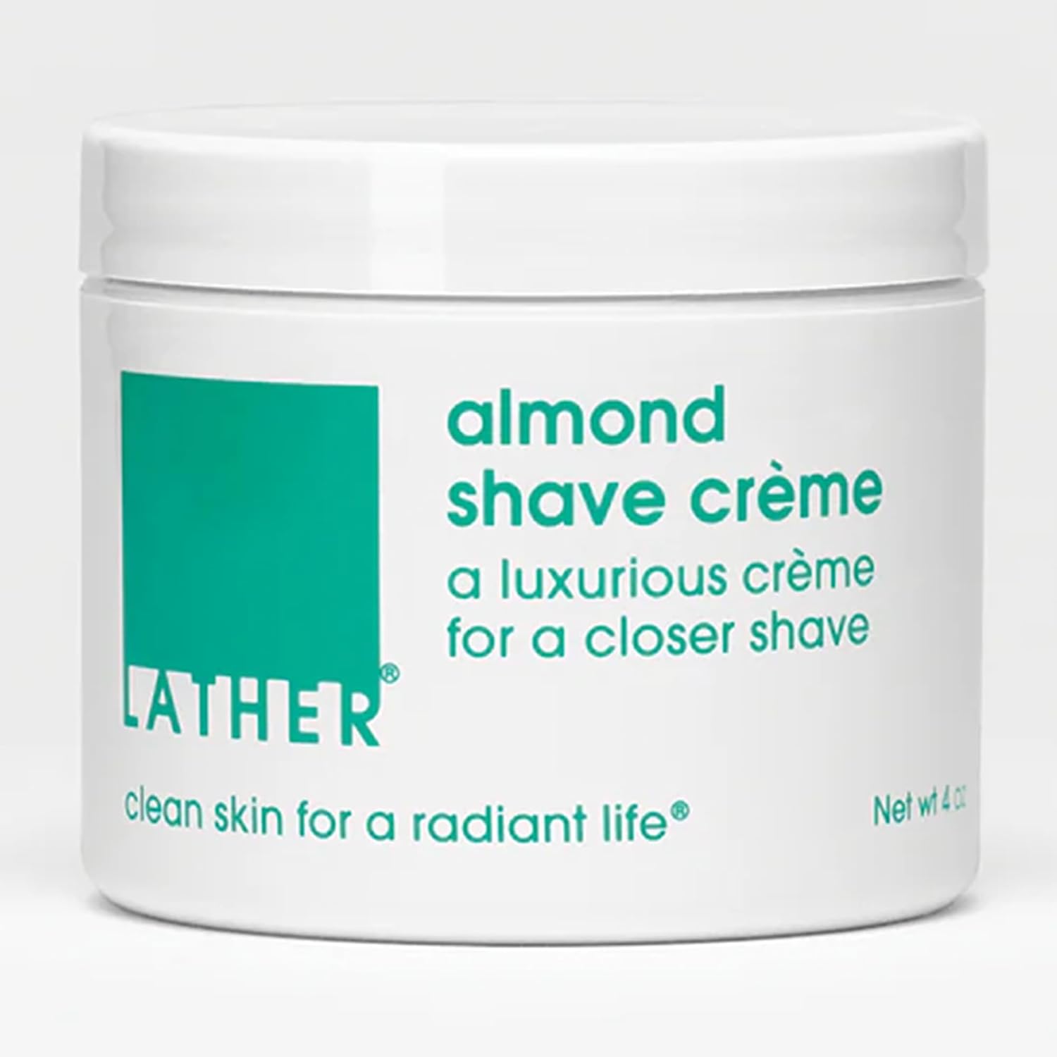 Lather - Almond Shave Crème, 4 Oz - Non-Foaming Luxurious Shaving Cream For Women And Men - Almond Oil, Vitamin E, Omega Fatty Acids - Sensitive Skin Safe - Vegan & Cruelty Free - Beauty & Skincare