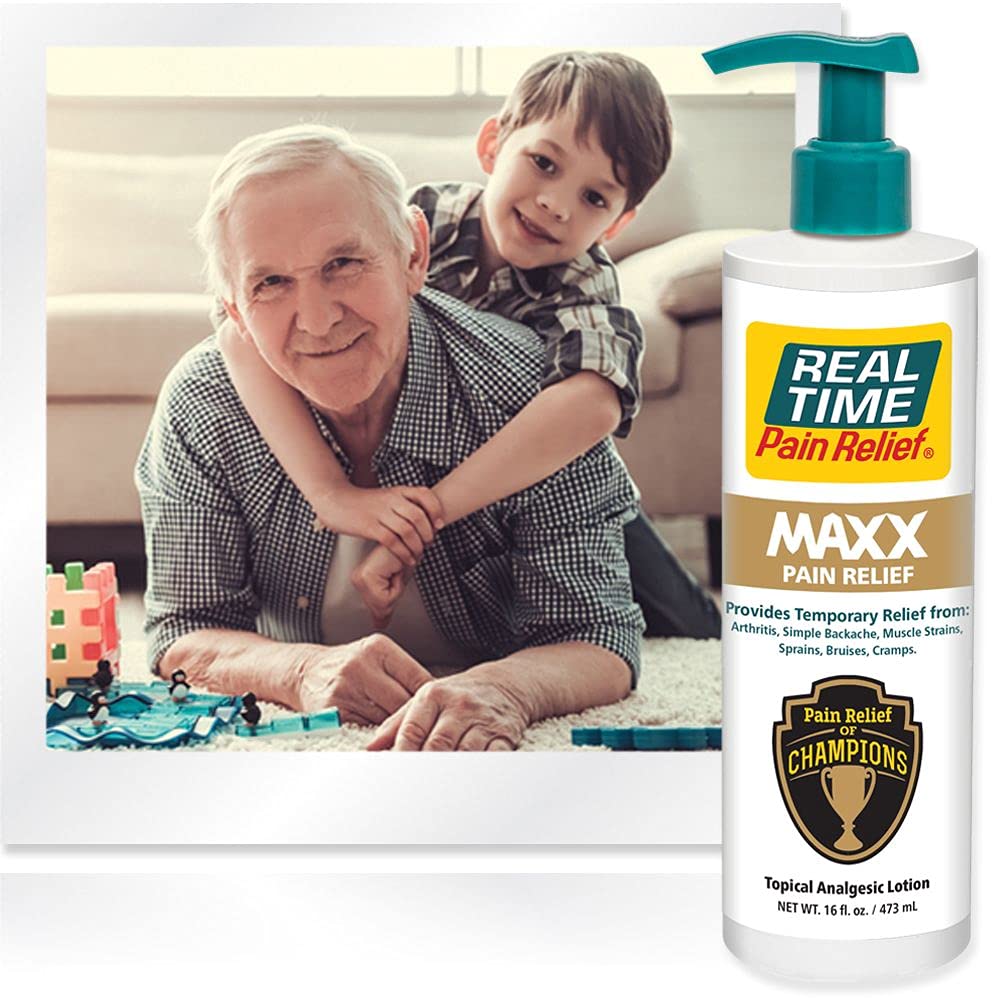 Real Time Pain Relief Maxx - 16Oz Pump Bottle | 18 Natural Ingredients | Fast-Acting Relief For Muscle Pain, Arthritis, Backaches, And More | Includes Menthol, Arnica, Peppermint Oil : Health & Household