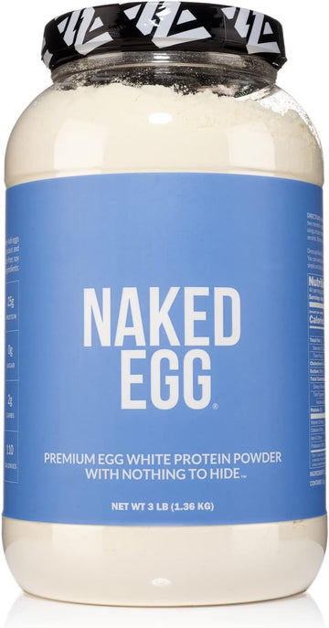 Naked 3Lb Non-Gmo Egg White Protein Supplement Powder, Unflavored, No Additives, Paleo, Dairy Free, Gluten Free, Soy Free – 25G Protein, 44 Servings, 3 Pounds