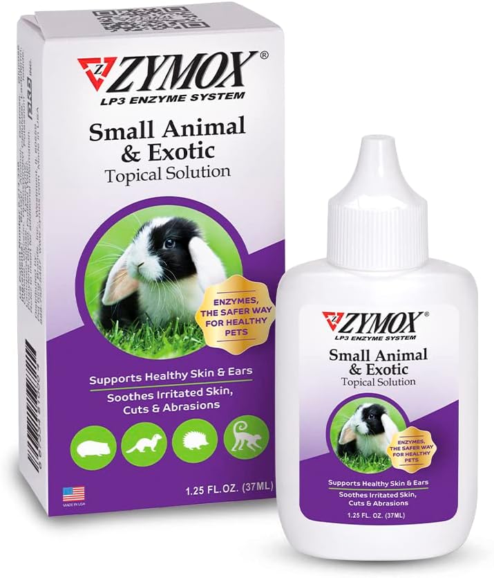 Zymox Small Animal & Exotic Topical Solution, 1.25 Oz. – Supports Healthy Skin & Ears For Dog, Cat, Rabbit, Guinea Pig, Ferret, Hamster, Chinchilla, Monkey