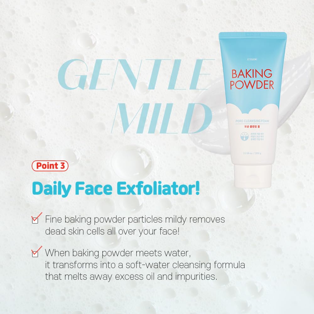 Etude Baking Powder Pore Cleansing Foam, Face Wash For Deep Dead Cells, Micro Sized Baking Powder To Clean Deep Inside Poer, Gentle Exfoliation, Soft And Creamy Bubble, Korean Skin Care (5.64 Ounce) : Beauty & Personal Care