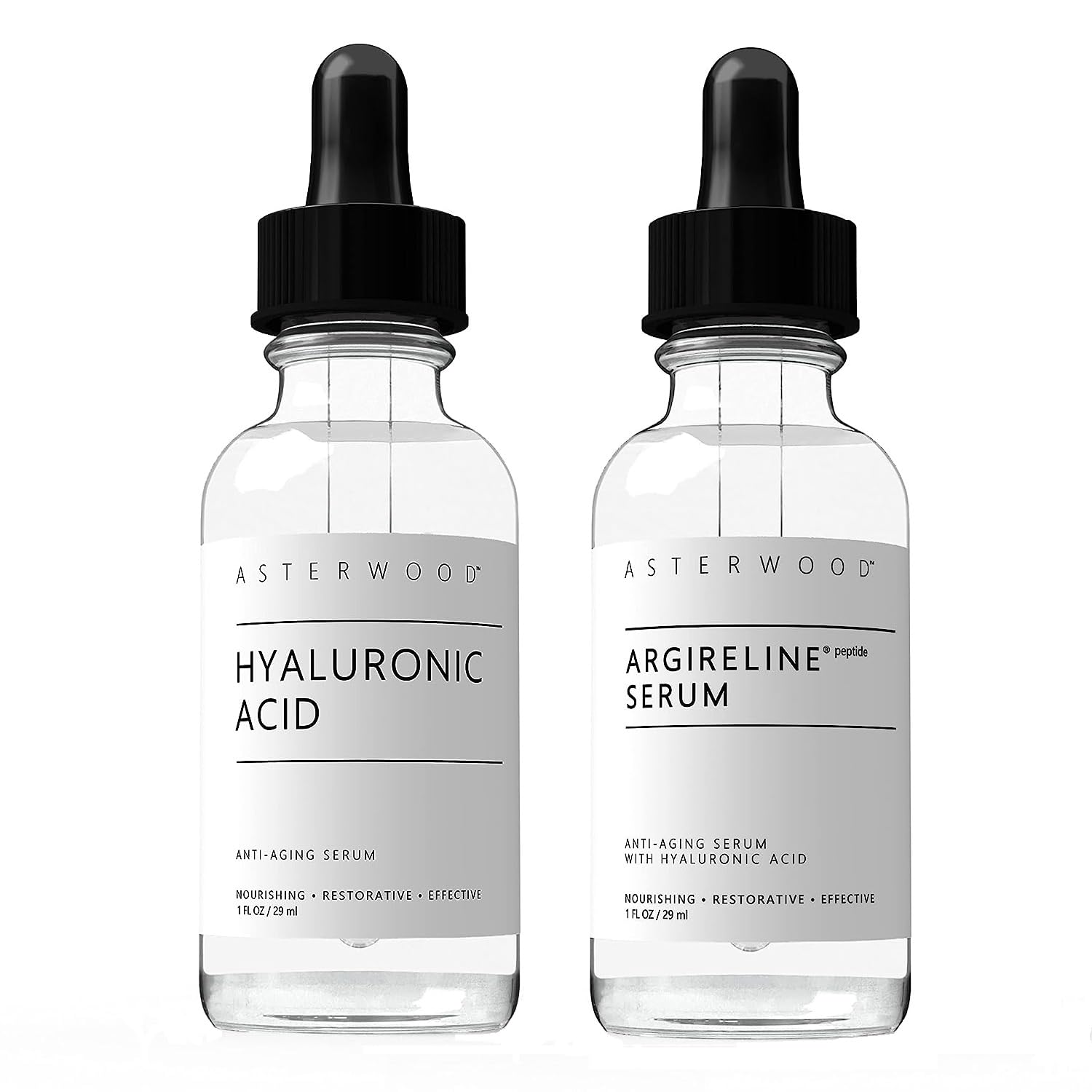 Asterwood Naturals Hyaluronic Acid And Argireline Serum, Hydrating, 1Oz