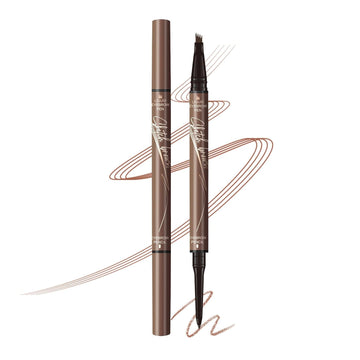 Dual-Ended Microfilling Eyebrow Pen, Liquid Eyebrow Pen With 4 Micro Brush-Tip Applicators & Brow Defining Pencil With Precision Tip (Brown)