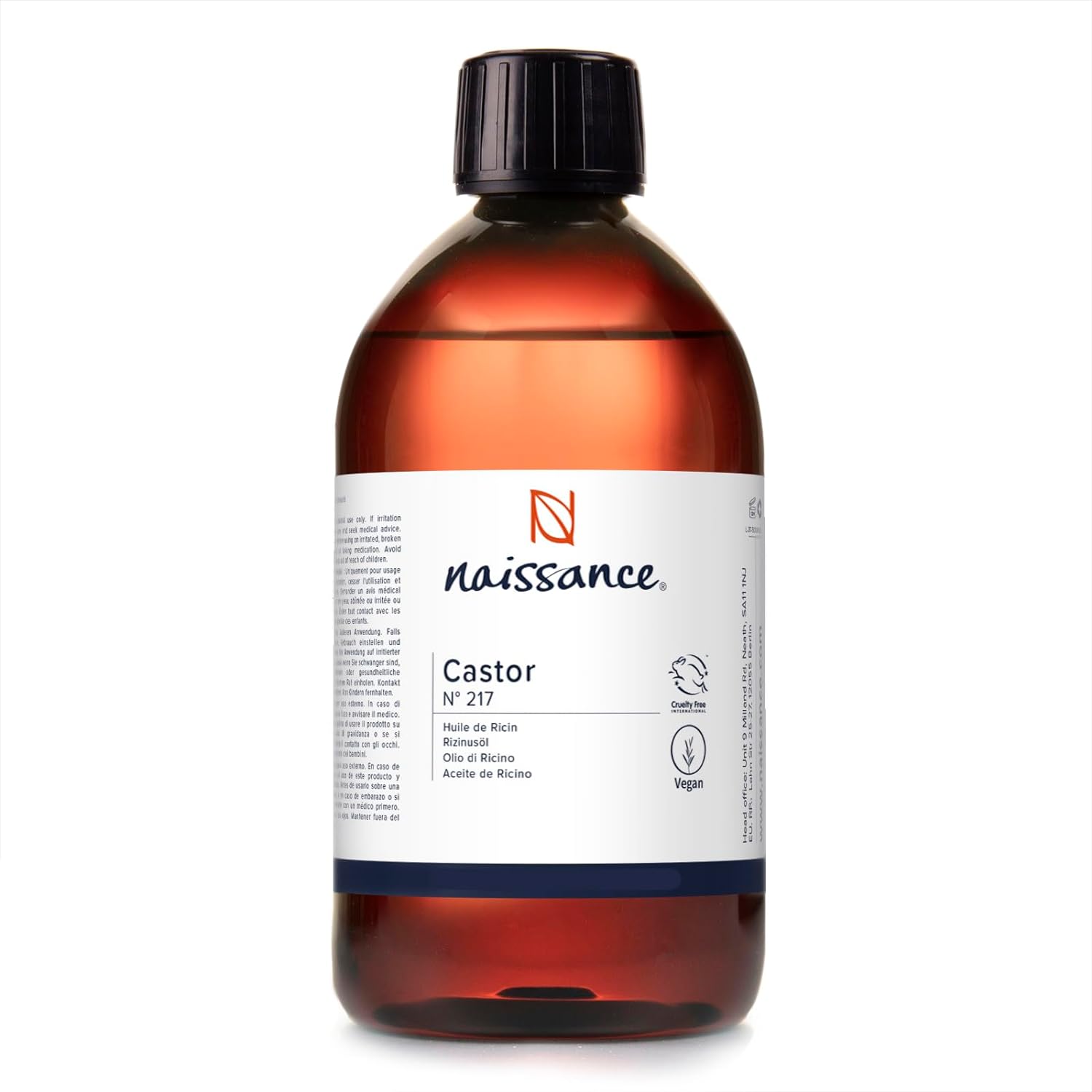 Naissance Castor Oil Cold Pressed (No. 217) - 450Ml - For Skin, Hair Growth, Mask, Wrap Kit, Eyelashes, Eyebrows, Beard
