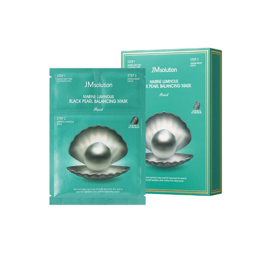 Jmsolution Marine Luminous 3 Step Mask 2 Pack(20Ea)-White Pearl Deep Moisutre + Black Pearl Balancing