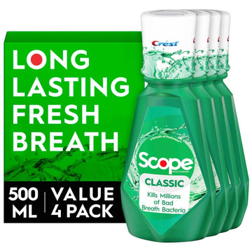 Crest Scope Classic Mouthwash, Original Formula, 500 Ml, 4 Count