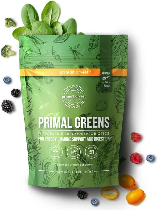 Primal Harvest Primal Total Male+ & Primal Greens Men'S Multivitamin And Nutritional Supplement With Ginseng, Vitamins D And B, Zinc, Probiotics And More, Gluten And Dairy Free
