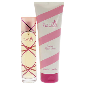 Aquolina Pink Sugar For Women 2 Pc Gift Set 3.4 Oz Eau De Toilette Spray, 8.45 Oz Creamy Body Lotion, Fresh Scent
