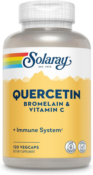 Solaray Quercetin With Bromelain And Vitamin C - Immune Support Supplement - Antioxidant And Heart Health Complex With Quercetin 500Mg And 1235Mg Vit C - Vegan, 60-Day Guarantee, 60 Serv, 120 Vegcaps