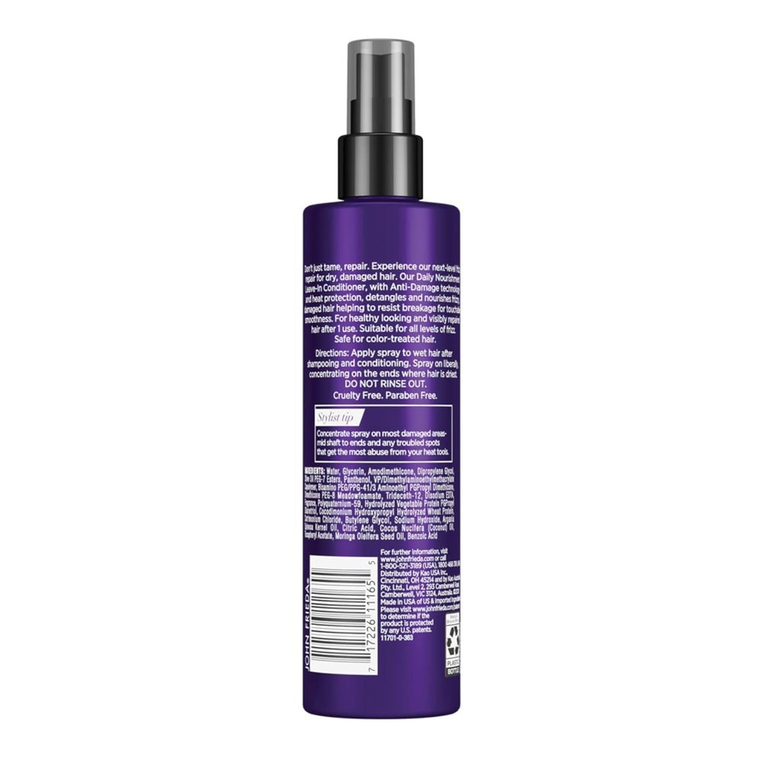 John Frieda Anti Frizz, Frizz Ease Daily Nourishment Leave-In Conditioner, Anti Frizz Conditioner and Heat Protectant for Frizz-prone Hair, 8 oz, with Vitamin A, C, and E : Standard Hair Conditioners : Beauty & Personal Care