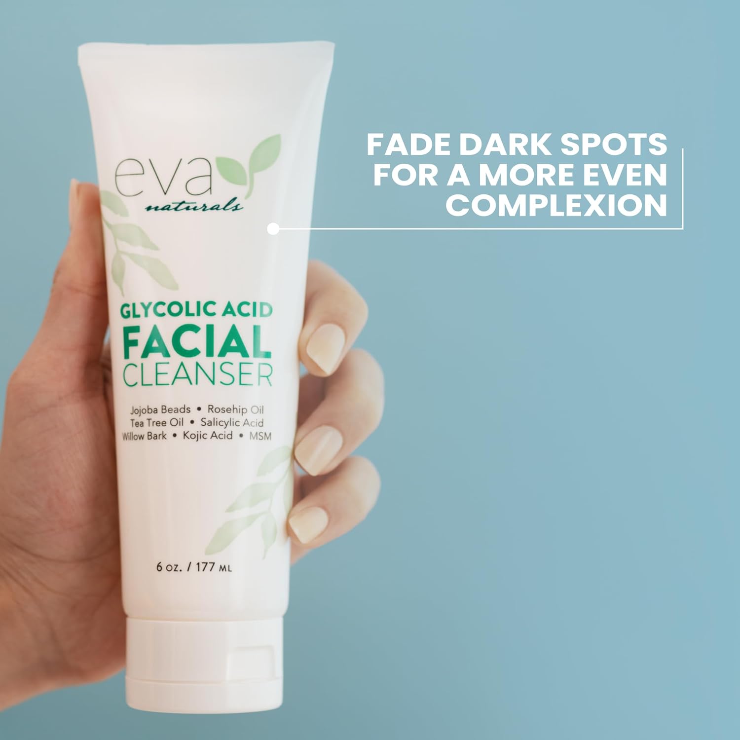 Eva Naturals Glycolic Acid Face Wash - Glycolic Acid Cleanser for Face - Glycolic Acid Wash - Glycolic Face Wash - Glycolic Cleanser for Face for Wrinkles & Fine Lines, Blackheads & Acne (6 Fl Oz) : Beauty & Personal Care