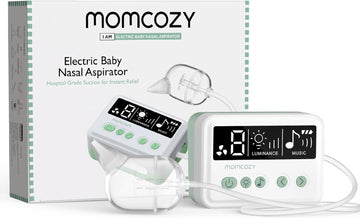 Momcozy Nasal Aspirator For Baby, 65Kpa Electric Nose Aspirator For Toddler, Baby Nose Sucker With 9 Suction Levels, Automatic Nose Cleaner With 3 Silicone Tips, 9 Music And 3 Lights