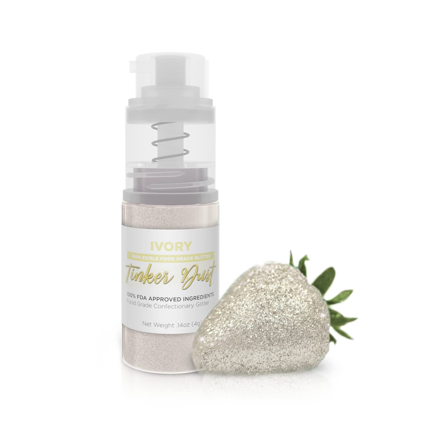 Bakell - Ivory Tinker Dust (4G, 1X Mini Spray Pump) Edible Glitter For Food, Desserts, And Beverages!