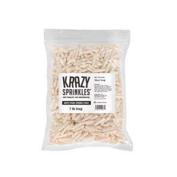 Bakell® White Pearl Rod Sprinkles | 100% Food Grade Edible Sprinkles By Krazy Sprinkles® | Gluten-Free, Nut-Free | Cakes, Cake Pops, Brownies, Baking (114G (1/2 Cup)) (454G (1 Lb))