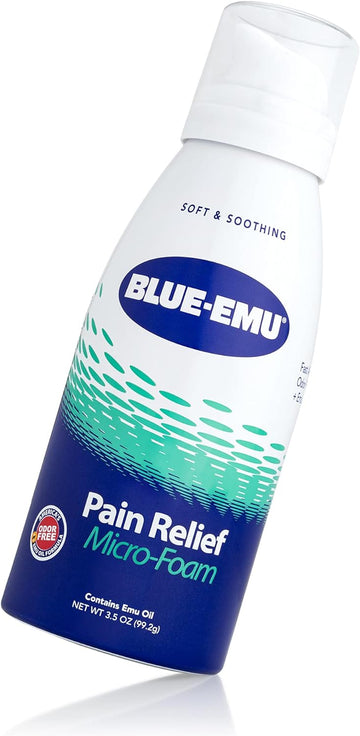 Blue Emu Micro-Foam Muscles and Joints, Arthritis, Maximum Pain Relief and Support for Strains Sprains & Backaches, Odor Free, Non Greasy, Aloe Vera, 3.5 Oz