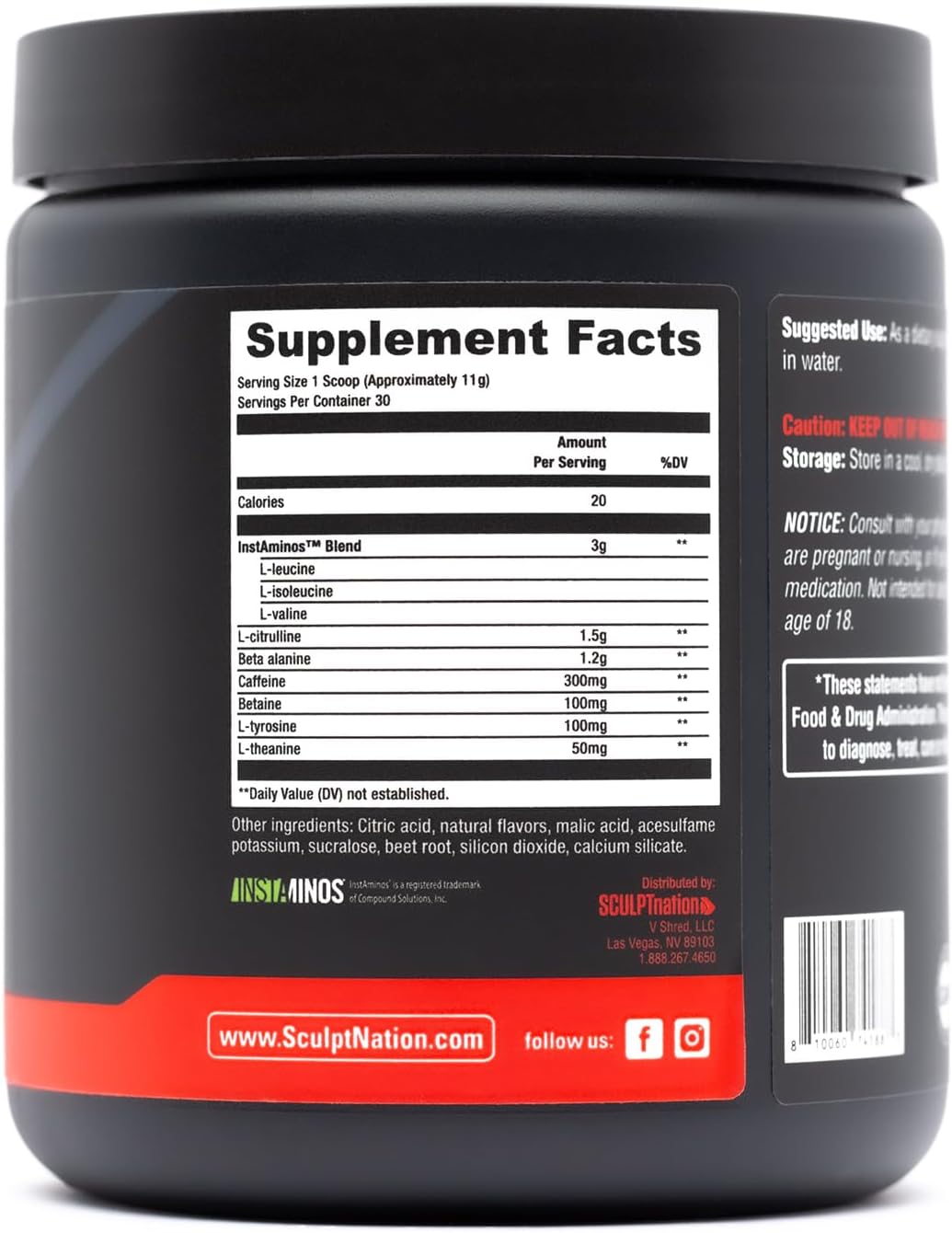 Sculpt Nation by V Shred PreWorkout - Premium Pre Workout Powder with Amino Acids for Ultimate Performance, Endurance, and Energy Support, Fruit Punch - 30 Servings : Health & Household