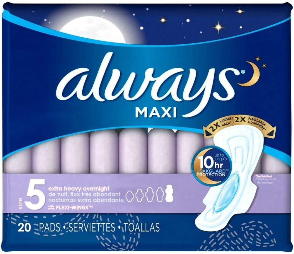 Always Extra Heavy Overnight Maxi Pads With Flexi-Wings - 20 Count