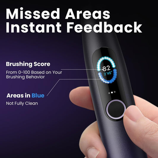 Oclean X Pro, Smart Electric Toothbrush, 3 Modes With Whitening, Quick Charge For 30 Days, Anti-Mould Design, Ipx7 –Deep Purple