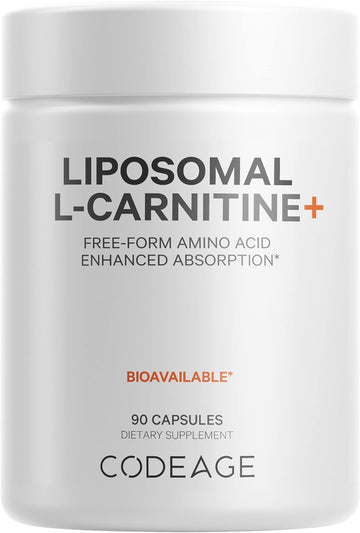 Codeage L-Carnitine 500Mg Supplement, 3-Month Supply, L-Carnitine L-Tartrate, Free Form Amino Acid, 1 Capsule A Day, Liposomal Delivery For Enhanced Absorption, Vegan & Non-Gmo - 90 Capsules