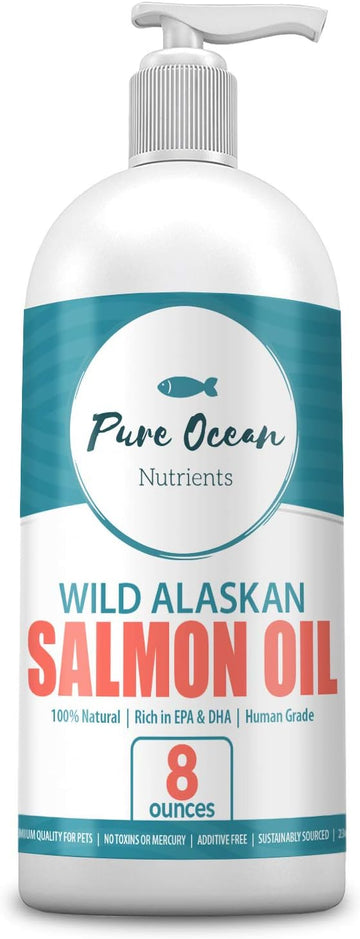 Wild Alaskan Salmon Oil for Dogs and Cats 8 Ounce; Natural Supplement with Omega 3's to Support Joint, Heart, and Immune Health; Promotes a Shiny Soft Coat and Healthy Skin