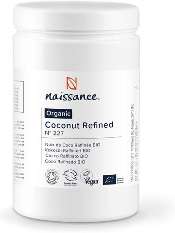 Naissance Organic Refined Coconut (Solid) Oil (#227) 1kg - Pure, Natural, Certified Organic, Cruelty Free, Vegan - Moisturising & Hydrating - Ideal for Aromatherapy, Skincare, Haircare & DIY Beauty