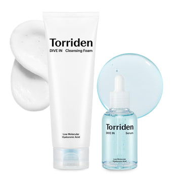 Torriden Dive-In Low-Molecular Hyaluronic Acid Serum 1.69 Fl Oz + Facial Cleansing Foam 5.07 Fl Oz | Vegan Clean Cruelty Free Facial Deep Hydrating Moisturizer And Cleanser