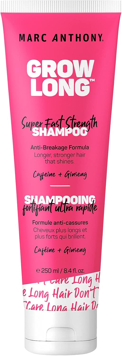 Marc Anthony Strengthening Grow Long Super Fast Strength 8.4 Onzas Tubo, Sin Sulfatos, Champú, Cafeína Y Champú Con Infusión De Ginseng