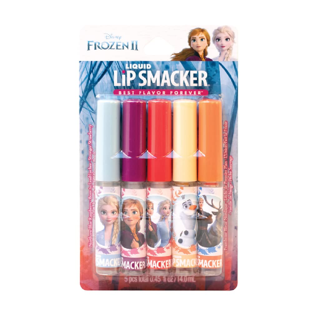Lip Smacker Disney Frozen 2 Liquid Flavored Lip Balm Party Pack | Dry Lips | For Kids, Men, Women | Stocking Stuffer | Christmas Gift, Set Of 5
