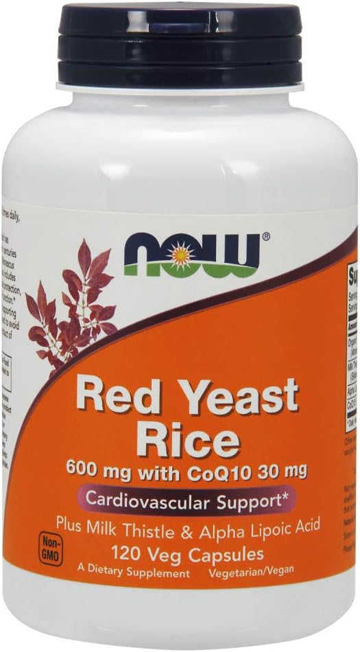 Now Foods Supplements, Red Yeast Rice With Coq10, Plus Milk Thistle & Alpha Lipoic Acid, 120 Veg Capsules