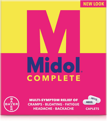 Midol Complete, Menstrual Period Symptoms Relief Including Premenstrual Cramps, Pain, Headache, and Bloating, Caplets, 24 Count