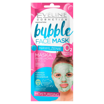 Eveline Cosmetics Bubble Face Mask Hydrating Bubble Sheet Mask With Green Tea, Allantoin & Grapefruit - Deep Cleanse & Detoxify For Dry And Sensitive Skin