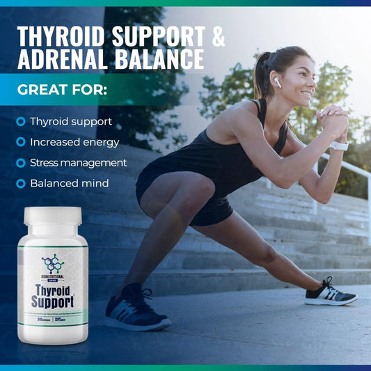 Thyroid Support - Ltyrosine, Iodine, Vitamin B12 Complex, Zinc, Selenium, Ashwagandha, Copper & More 30 Day Supply