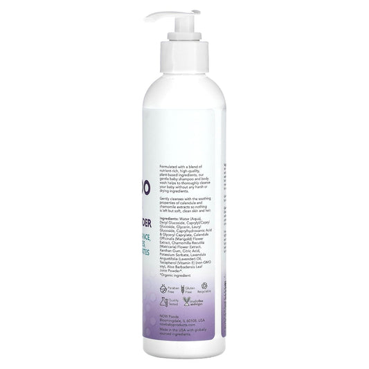 NOW Baby, Gentle Shampoo and Wash, Calming Lavender, Paraben Free, 8 Fluid Ounces