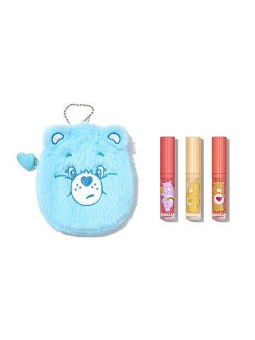 Sheglam X Care Bears Share A Smile Lip Set 3 Pcs/Set High Shine Finish Lip Gloss Matte Long-Lasting Liquid Lipstick Lip Glow High Pigment Lip Kit