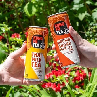 Kung Fu Tea Brown Sugar Milk Tea And Thai Milk Tea Can Drink (6 Cans/Pack) (3 Brown Sugar Cans And 3 Thai Milk Tea Cans)