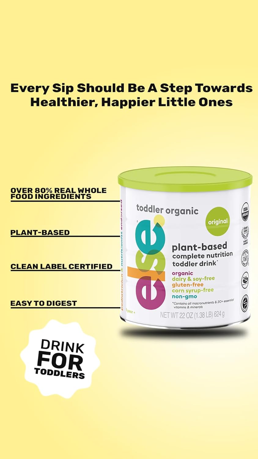 ELSE NUTRITION Organic Toddler Formula for 12-36 months, Plant-based, Dairy-Free, Soy Free, Complete Nutrition Drink Made from Whole Foods. Clean Label Certified, Low Fodmap, 22 Oz 6-Pack. : Baby