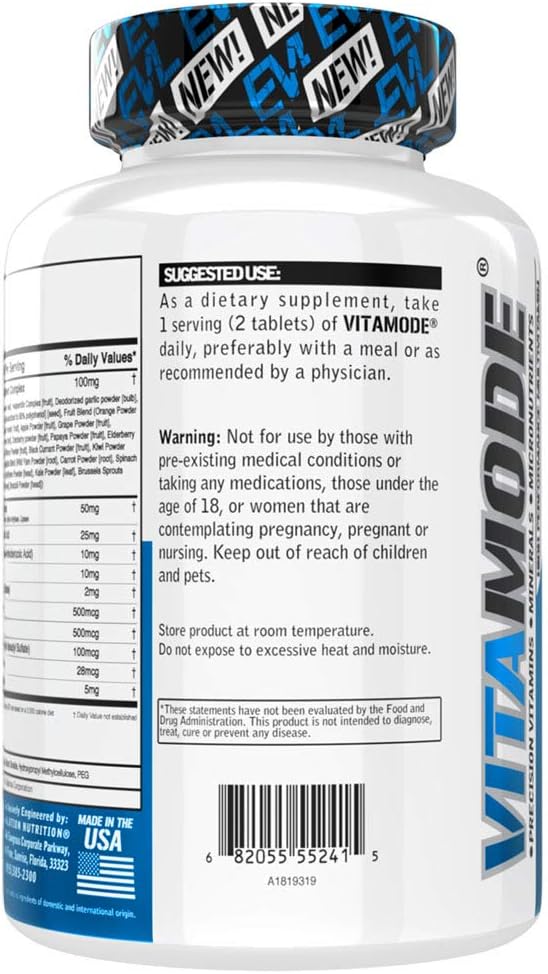 EVL Advanced Daily Multivitamin for Men - Men's Multivitamin with Essential Minerals Phytonutrient Complex and VitaMode Active Mens Vitamins for Energy with Lycopene for Muscle Bone and Immune Support : Health & Household